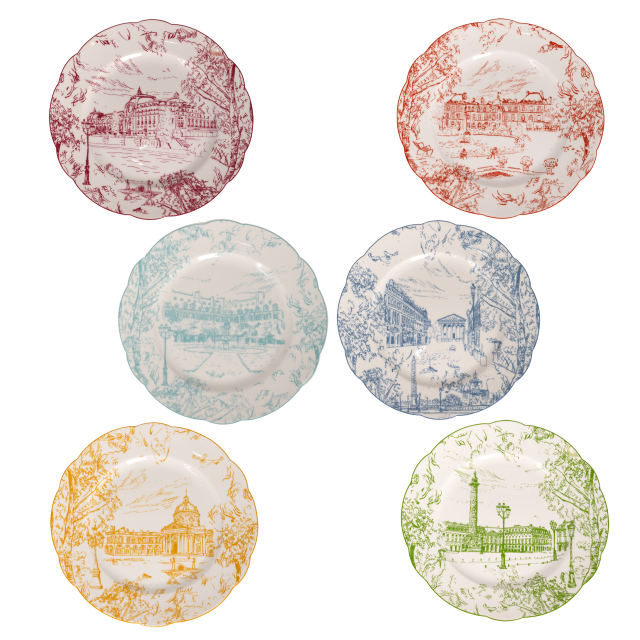 SET DE 6 PLATOS TRINCHE DE PORCELANA TOUT PARIS