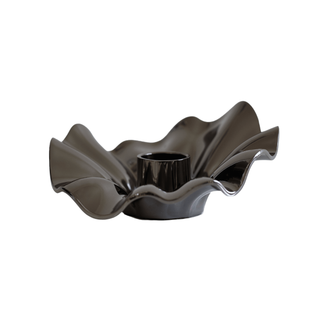 PORTA VELA LEA CROMO NEGRO