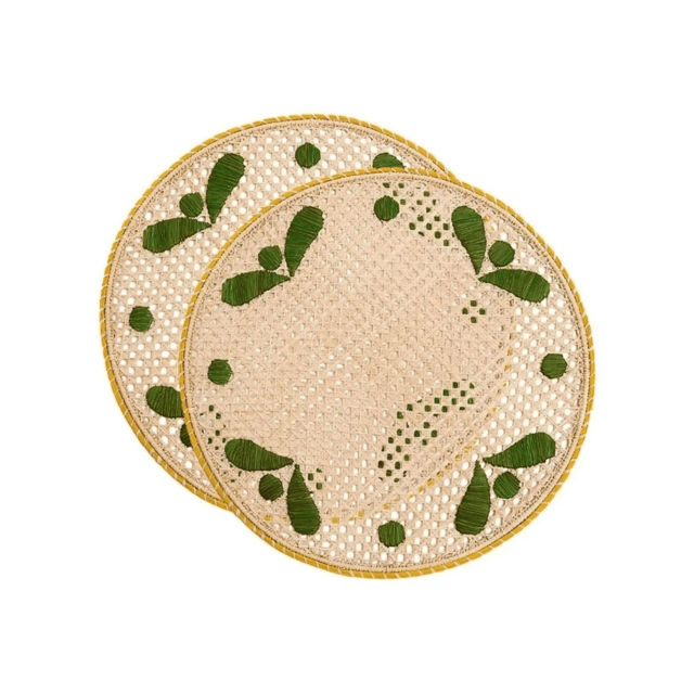 SET DE 2 MANTELES DE RAFFIA CAPRI VERDES