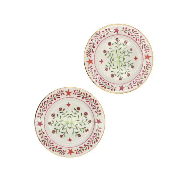 SET DE 2 PLATOS PARA POSTRE DE PORCELANA EYE VINES
