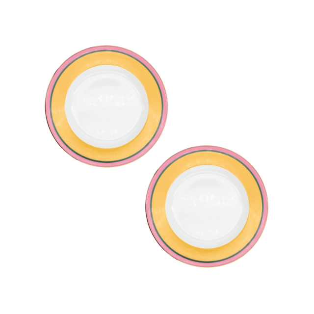 SET DE 2 PLATOS BASE DE PORCELANA RAINBOW AMARILLOS
