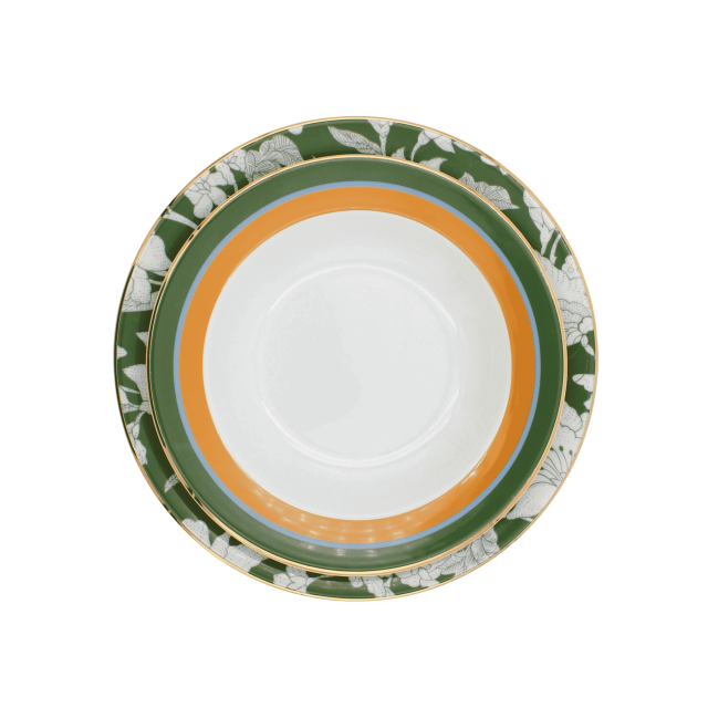 SET DE 2 PLATOS BASE Y PARA SOPA DE PORCELANA ROMAN HOLIDAY AVORIO