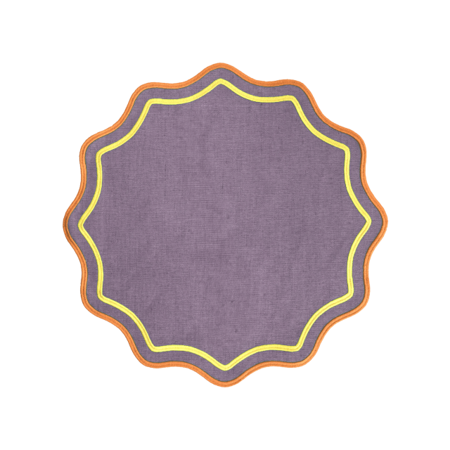 SET DE 2 MANTELES INDIVIDUALES SCALLOPED LILAC OCRA RIM