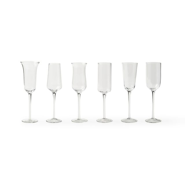 SET DE 6 COPAS TIPO FLAUTA TRANSPARENTES DIVERSO