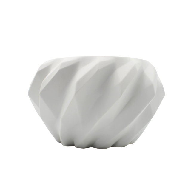 JARRÓN PLISSAN GEOMETRICO PORCELANA BLANCO