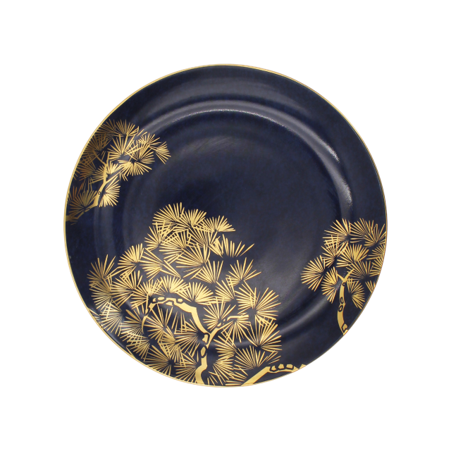 SET DE 4 PLATOS PARA POSTRE ZEN BONSAI AZUL Y DORADO