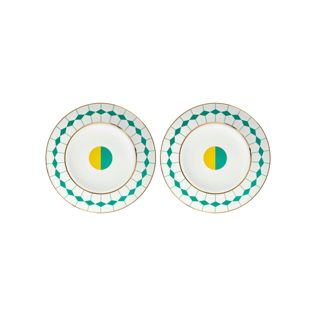 SET DE 2 PLATOS PARA POSTRE PONTA DE PORCELANA